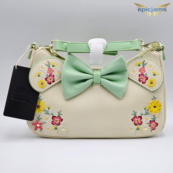 Loungefly Disney Minnie Mouse Floral Ears Mint Green Crossbody Shoulder Bag New - Picture 4 of 5